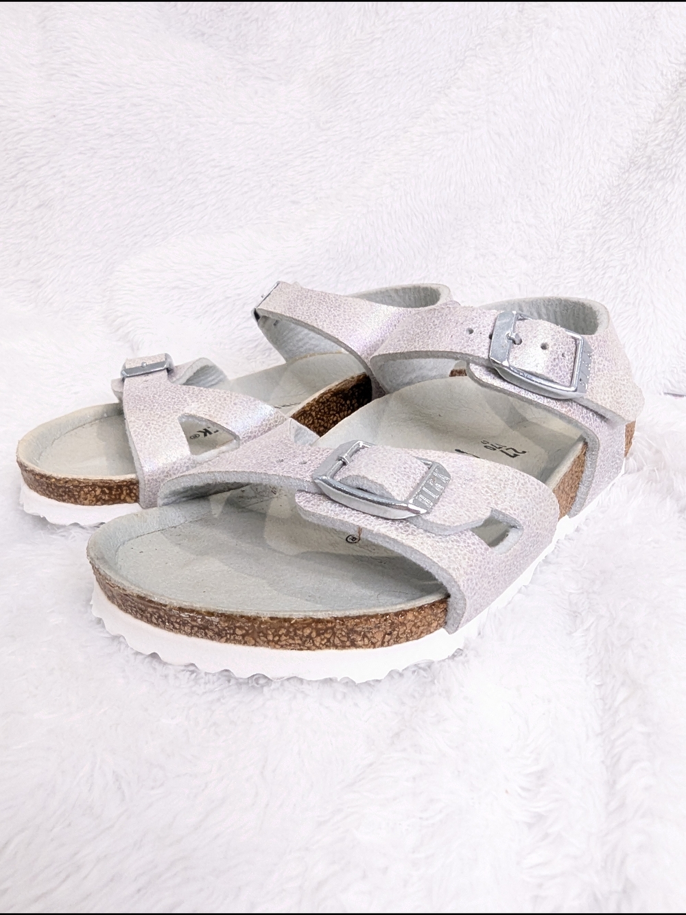 Birkenstock Kids Silver Two-Strap Glitter Sandals - Picture 2 of 5